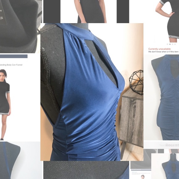 Olive Tree Navy Blue Fitted Halter Dress Size S - Picture 3 of 4